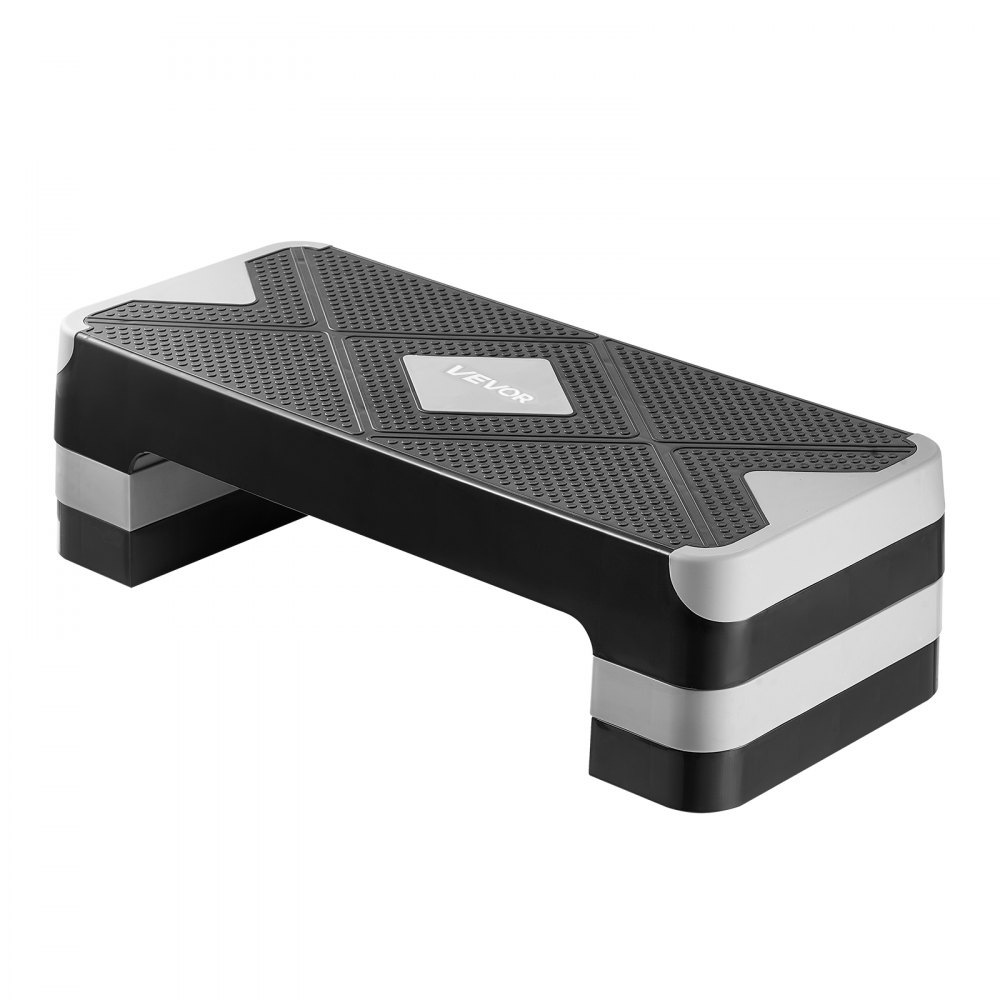 VEVOR Aerobic Stepper, in hoogte verstelbaar trainingsbord (10,16-20,32 cm), stepper fitnessapparaat met een draagvermogen van 250 kg, antislip trainingsbank voor thuisgym, cardio- en krachttraining, grijs
