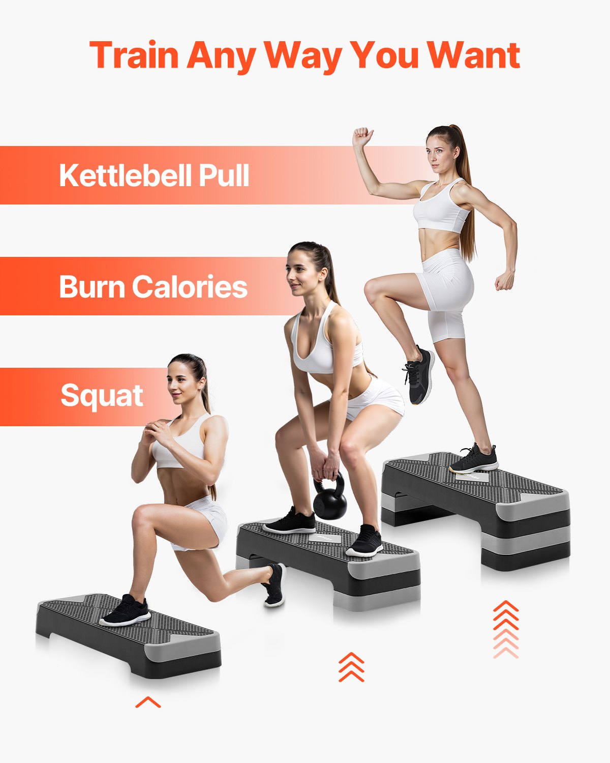 VEVOR Aerobic Stepper, in hoogte verstelbaar trainingsbord (10,16-20,32 cm), stepper fitnessapparaat met een draagvermogen van 250 kg, antislip trainingsbank voor thuisgym, cardio- en krachttraining, grijs