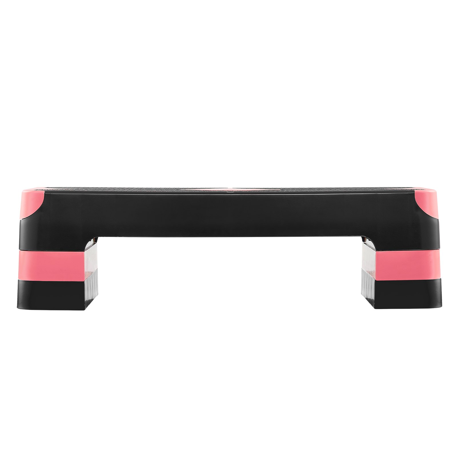 VEVOR Aerobic Exercise Step Platform, 28-Inch Workout Aerobic Stepper, Height Adjustable Fitness Training Step Deck Trainer with 4 Risers, Non-Slip Surface Bench for Home Gym Cardio Strength, Red