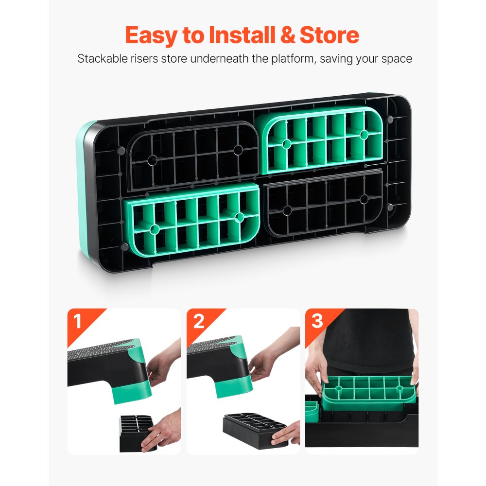 VEVOR Aerobic Step Board Hoogteverstelbaar Trainingsbord (10,16-20,32 cm) Stepper Fitness met 250 kg draagvermogen Antislip oppervlak Bank voor thuisgym Cardio Krachttraining Groen