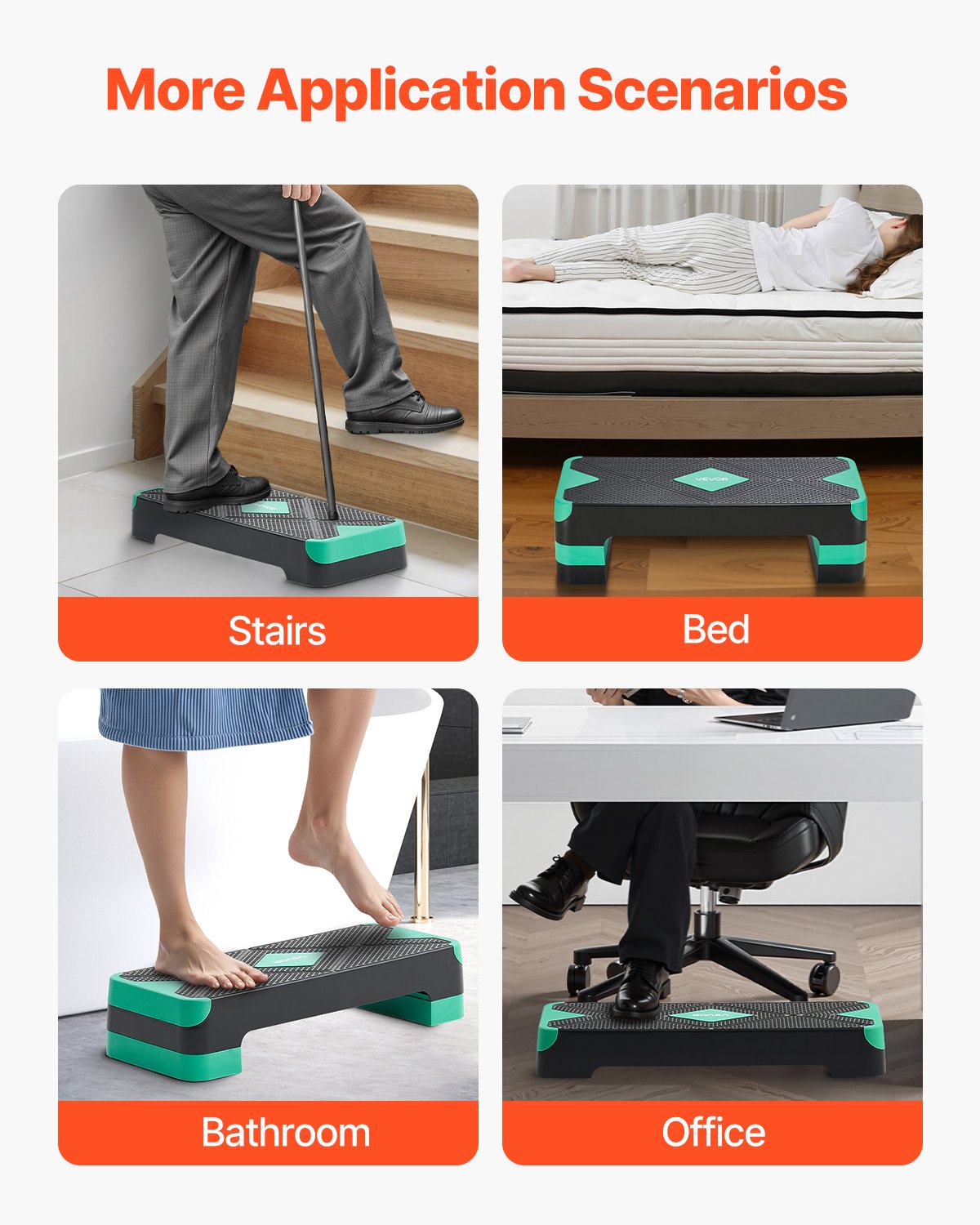 VEVOR Aerobic Step Board Hoogteverstelbaar Trainingsbord (10,16-20,32 cm) Stepper Fitness met 250 kg draagvermogen Antislip oppervlak Bank voor thuisgym Cardio Krachttraining Groen