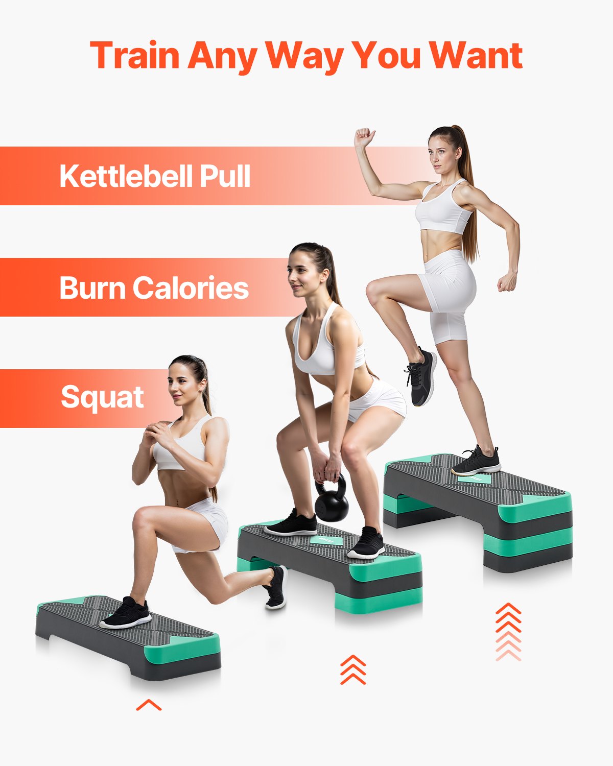 VEVOR Aerobic Step Board Hoogteverstelbaar Trainingsbord (10,16-20,32 cm) Stepper Fitness met 250 kg draagvermogen Antislip oppervlak Bank voor thuisgym Cardio Krachttraining Groen