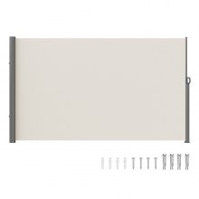 VEVOR zijluifel 160 x 300 cm zijwandluifel van polyesterweefsel met PU-coating luifel uittrekbare handgreep met veermechanisme privacybescherming voor balkons binnenplaatsen UV30 beige