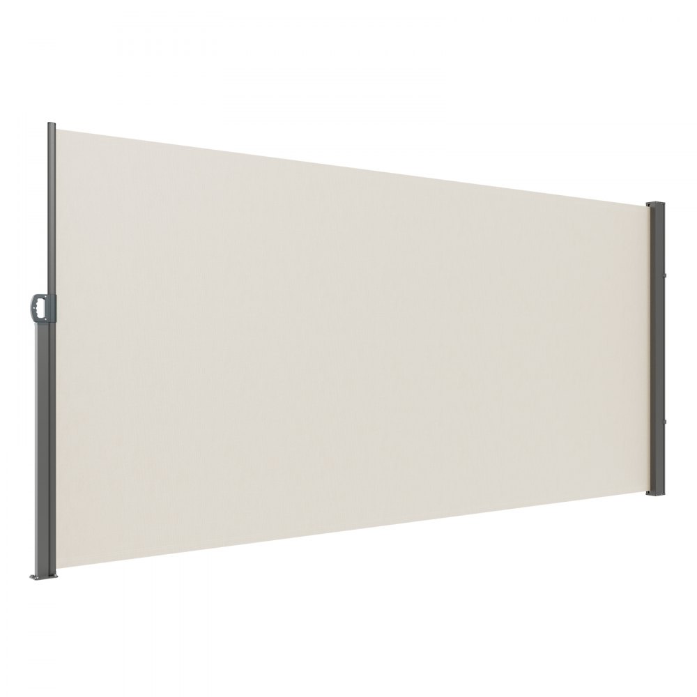 VEVOR zijluifel 180 x 300 cm zijwandluifel van 180 g/m² polyesterweefsel met PU-coating luifel uittrekbare handgreep met veermechanisme privacyscherm privacybescherming voor balkons binnenplaatsen beige