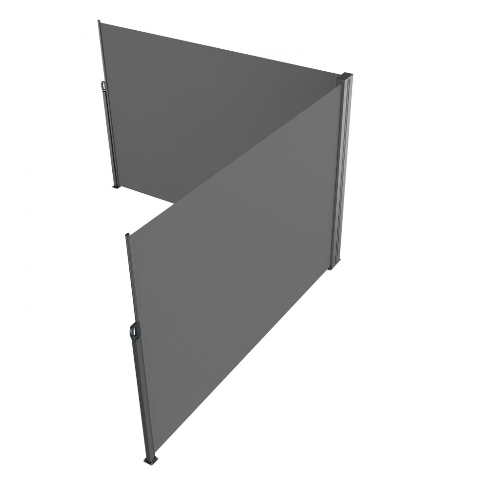 VEVOR Zijluifel 200 x 600 cm Zijwandluifel van 180 g/m² polyesterweefsel met PU-coating Luifel met uitschuifbare handgreep en veermechanisme Privacyscherm voor balkons en binnenplaatsen Grijs