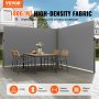 VEVOR side awning 200 x 600 cm side wall awning made of 180 g/m² polyester fabric with PU coating awning retractable handle with spring mechanism privacy screen privacy protection for balconies courtyards grey