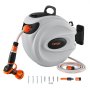 VEVOR Retractable Hose Reel, 115 ft x 1/2 inch, 180° Swivel Bracket Wall-Mounted, Garden Water Hose Reel with 9-Pattern Nozzle and 3 Fast Adaptors, Automatic Rewind, Lock at Any Length
