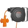 VEVOR Kabelhaspel 10 m 3000 W Automatische Kabeloproller 16 AWG/3-aderig, voor plafond-/wandmontage, 3 stopcontacten, oververhittingsbeveiliging tot 56 °C, verlicht drievoudig stopcontact, met 180° draaibare beugel
