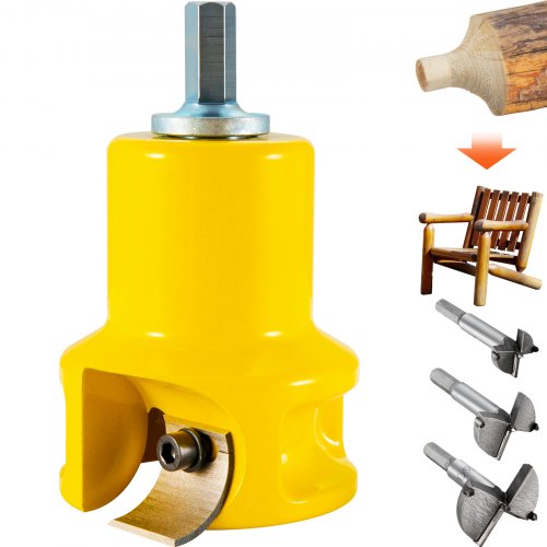 VEVOR pennenfrees Forstner boor 38 mm, 4-bladige pennenfrees Forstner bit pennenfreesset voor balkbedden, balustrades, balkenhekken, balkentafels etc. Forstner bitset geel