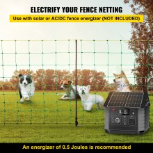 VEVOR elektrisch heknet 0,9x50m PE-gaasomheining met 14 palen met dubbele punten Draagbaar net voor geiten, schapen, lammeren, herten, varkens, honden gebruikt in achtertuinen, boerderijen