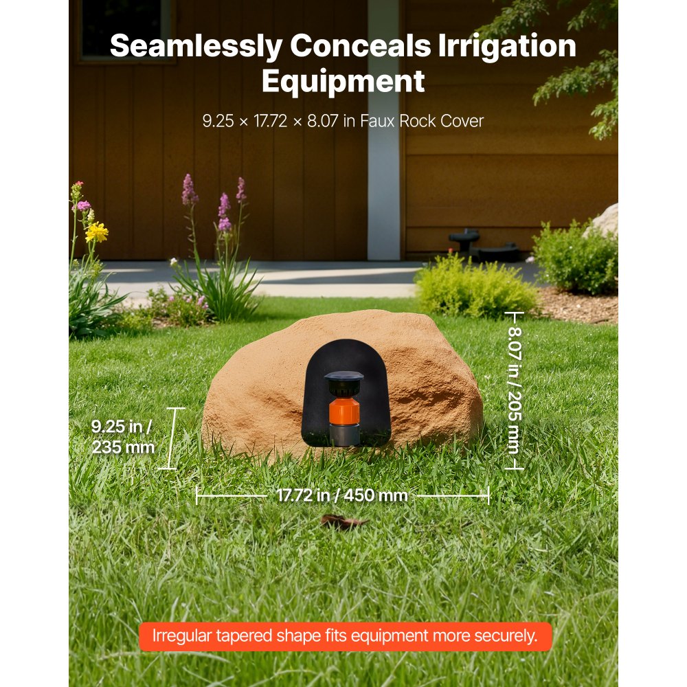 VEVOR Cover Rock, kunstmatige stenen afdekking voor buiten, realistische stenen look, tuinrots, kunstmatige rots voor landschapsarchitectuur, tuindecoratie, transformatorhuis, zandgeel, 235x450x205mm