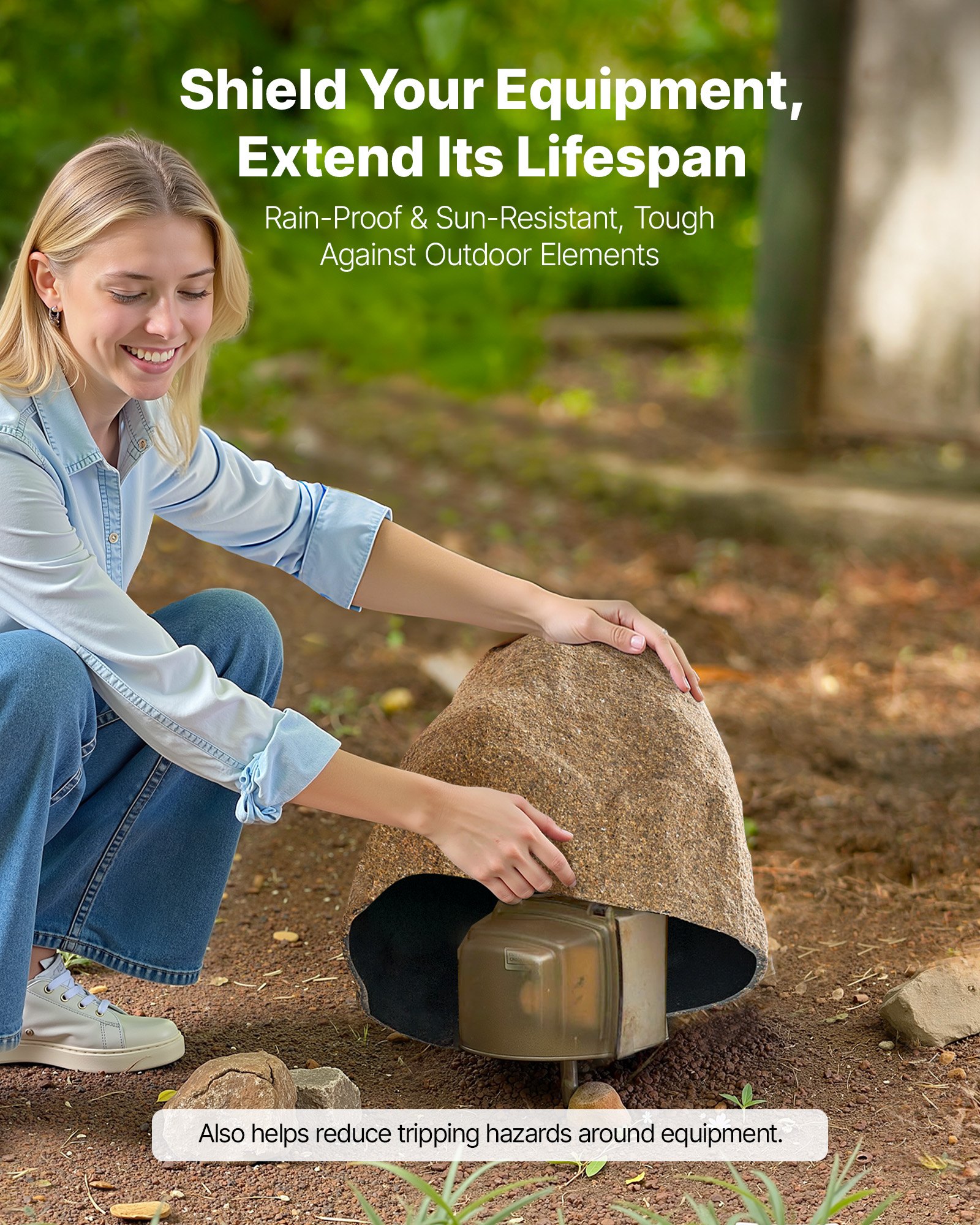 VEVOR Faux Rock Cover, Outdoor Fake Rock Well Pump Cover, Realistic Natural Texture, Lightweight & Weather-Resistant Artificial Boulder for Landscaping Garden Yard Décor, Sandy Brown, Small Size