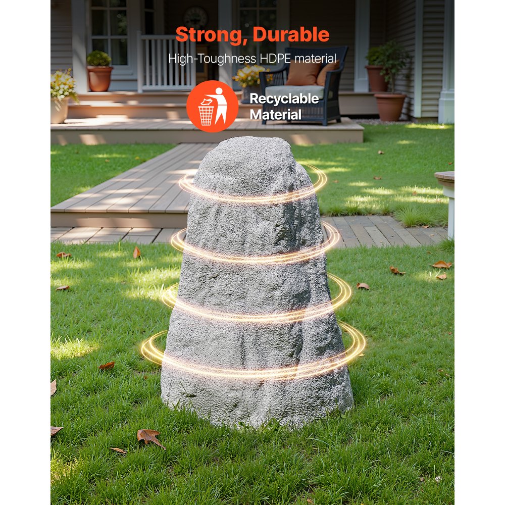 VEVOR Cover Rock, kunstmatige afdekking voor buiten, realistische steenlook, tuinrots, kunstmatige rots van polyresin voor landschapsarchitectuur, tuindecoratie, transformatorhuis grijs, 355x390x595mm