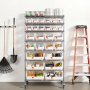 VEVOR vrijstaande opbergkast, opbergrek met 8 planken en 26 stapelbare dozen, boekenplank, keukenrek op wielen, verrijdbaar opbergrek voor garage, magazijn, kantoor, restaurant, klaslokaal, keuken, 355x900x1690 mm