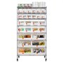 VEVOR vrijstaande opbergkast, opbergrek met 8 planken en 26 stapelbare dozen, boekenplank, keukenrek op wielen, verrijdbaar opbergrek voor garage, magazijn, kantoor, restaurant, klaslokaal, keuken, 355x900x1690 mm