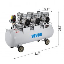 VEVOR Olie-luchtcompressor Stille Compressor Draagbaar 100l Ultrastil Maximaal gebruiksgemak Geweldig