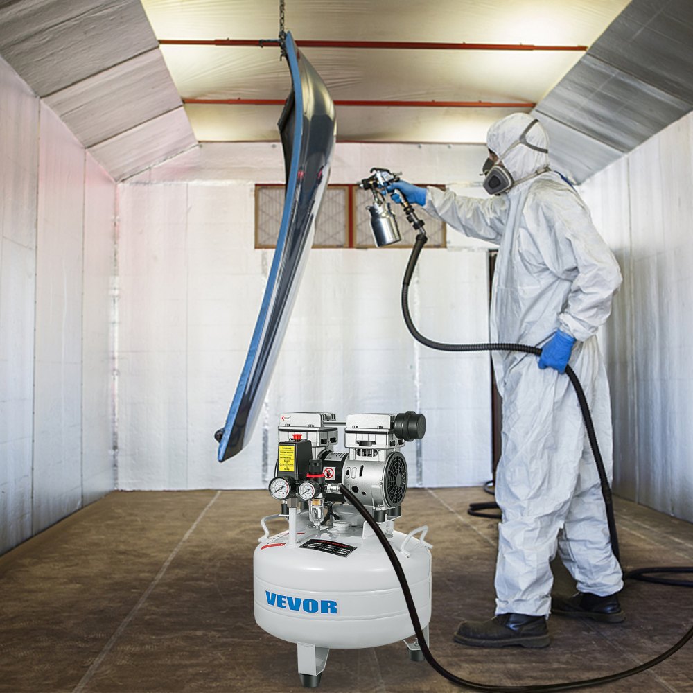 VEVOR Luchtcompressor Olievrije Pomp Draagbaar 850 W Bandenpomp Olievrije 8 Bar Olievrije Draagbare Luchtcompressor Is De Perfecte Eenheid Voor Al Uw Inflatiebehoeften Schilderen Van Plaatstaal Enz