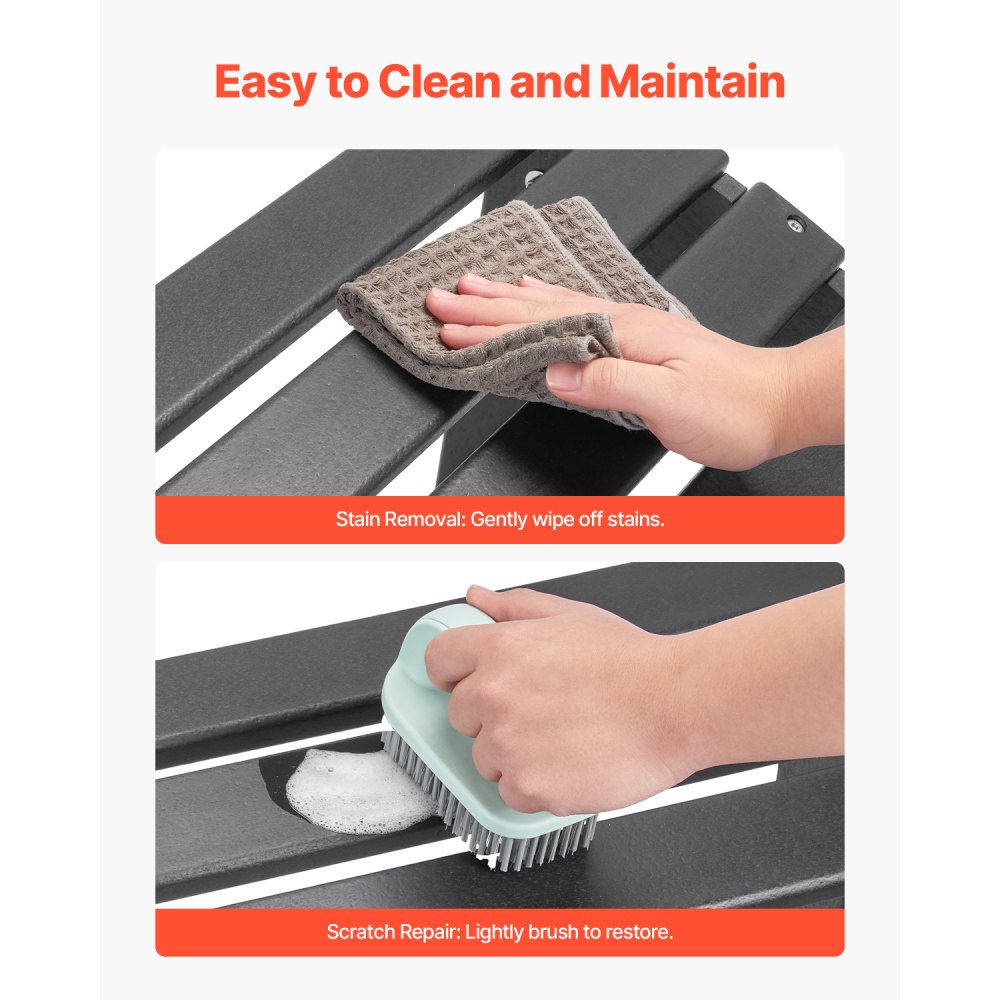 VEVOR Voetenbank voor Adirondack stoelen, 475x500x330 mm, Opvouwbare Adirondack voetenbank van HDPE-kunststof, Tuinstoel, Veelgebruikt voor buiten, veranda, zwembad, gazon, achtertuin, Zwart