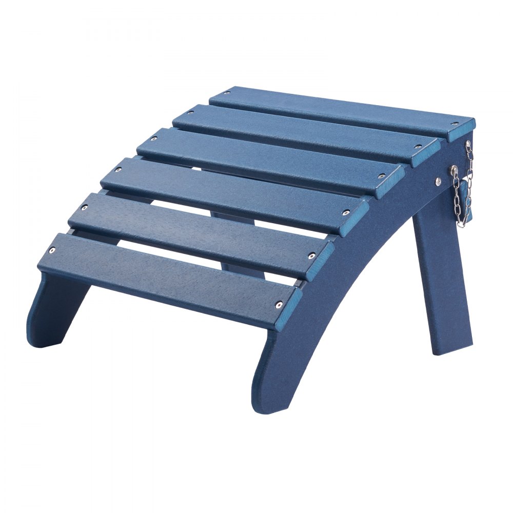 VEVOR Adirondack Ottoman, 18.7L x 18.9W x 13.8H Inch HDPE Plastic Folding Adirondack Ottoman, Weather-Resistant Foot Rest for Adirondack Chair, Widely Used for Outside Porch Pool Lawn Backyard, Blue
