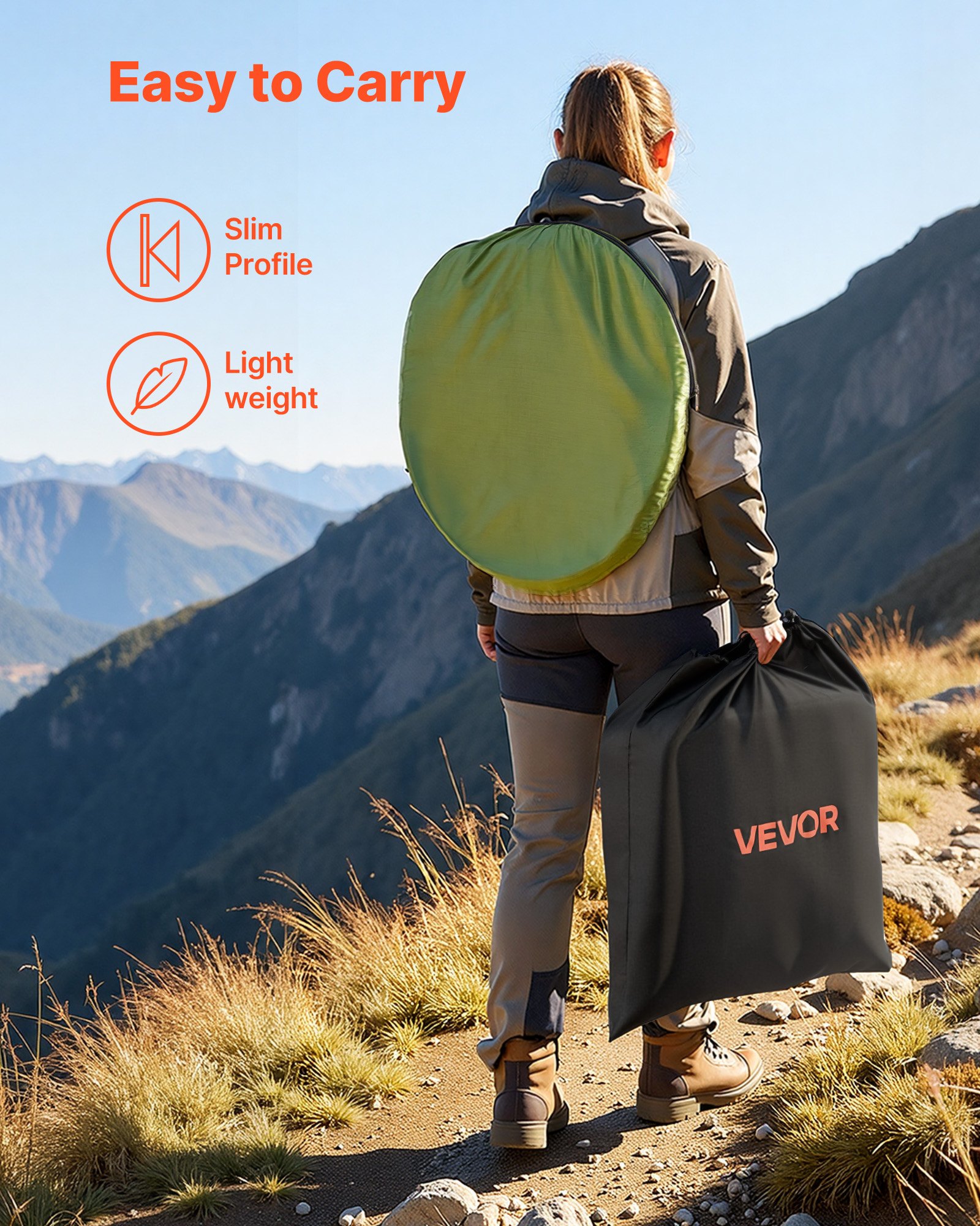 VEVOR Portable Toilet, 330 lbs Load Capacity, Folding Camping Toilet for Adults, Outdoor Travel Potty with Carry Bag, Trash Bags, Suitable for Home Use, RV Travel, Camping, Hiking, Boating, Car, Trips