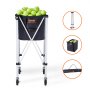 VEVOR Opvouwbare tennisballencontainer, geschikt voor 180 tennisballen, lichtgewicht tennisballenmand van aluminiumlegering met wielen, afneembare tas, draagtas, draagbare sportleswagen voor tennissers