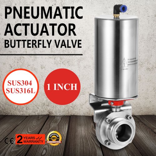 Roestvrij Pneumatische Actuator Sanitaire Vlinderklep DN25 Tri Clamp SUS304 NIEUW