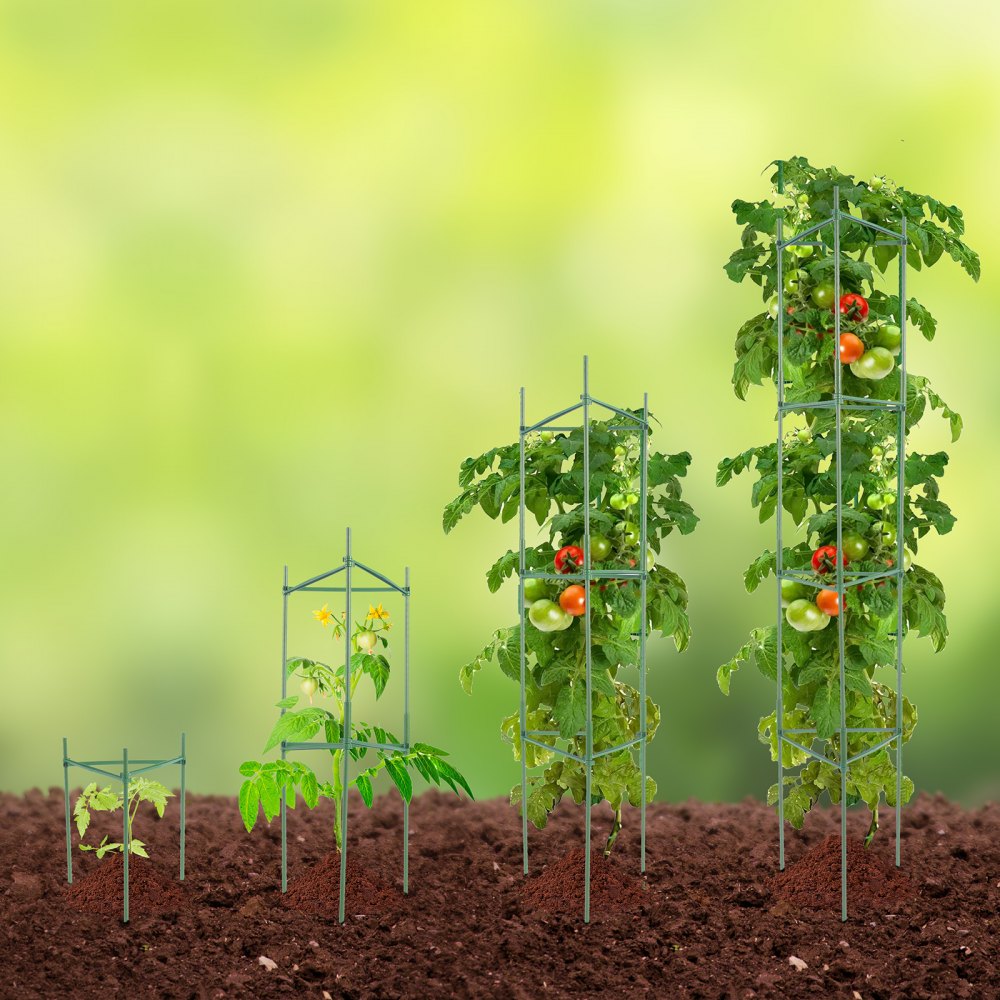VEVOR 6-pack tomatenkooien voor de tuin, 48-inch tomatenrek voor plantensteunen, stapelbare hoge plantensteunkooi, voor verhoogde bedden, groenten, bloemen en klimplanten