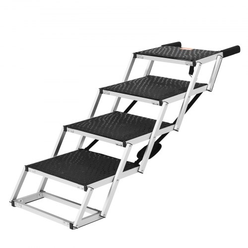 VEVOR Hondentrap voor auto's, brede 4-staps hondenautotrap, opvouwbare hondenautooprit met antislip oppervlak, draagbare huisdiertrappen, lichtgewicht aluminium voor auto, SUV en vrachtwagen VEVOR Hondentrap voor auto's, brede 4-staps hondenautotrap, opvouwbare hondenautooprit met antislip oppervlak, draagbare huisdiertrappen, lichtgewicht aluminium voor auto, SUV en vrachtwagen