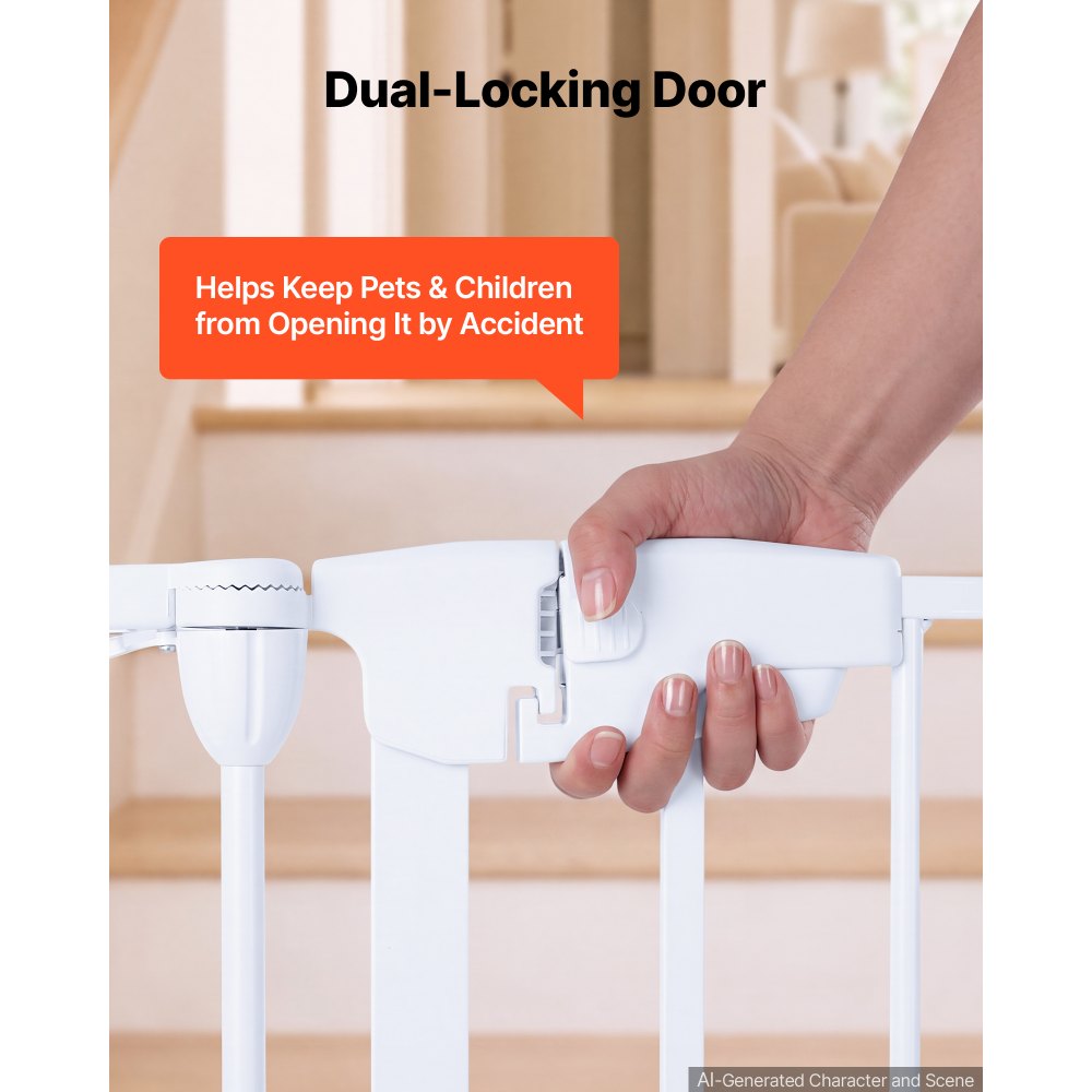 VEVOR Haardveiligheidshek, Hekwerk zonder boren, 622 mm, 4-delig, Metaal, Wit, Haardveiligheidshek voor Honden, Dubbele Driehoekige Steun, Metalen Constructie, Vrijstaand of Wandmontage, Flexibele Vormen