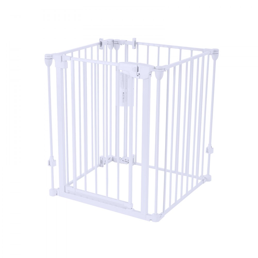 VEVOR metalen haardveiligheidshek, boren niet nodig, 753 mm, 4-delige set, wit, haardveiligheidshek voor honden, dubbele driehoekige steun, metalen constructie, vrijstaand of aan de muur te bevestigen, flexibele vormen