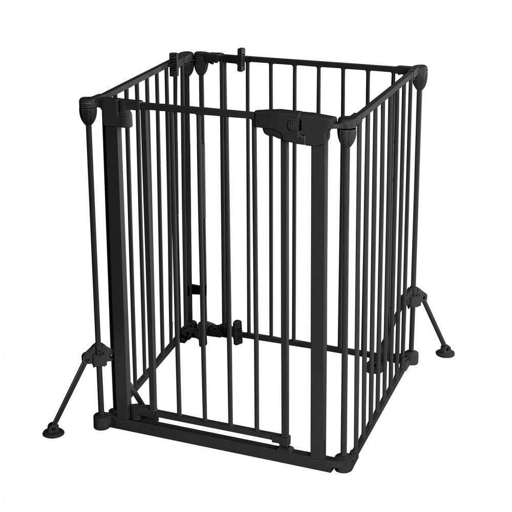 VEVOR Haardveiligheidshek, Hekwerk zonder boren, 813 mm, 4-delig, Zwart, Haardveiligheidshek voor Honden, Dubbele Driehoekige Steun, Metalen Constructie, Vrijstaand of Wandmontage, Flexibele Vormen