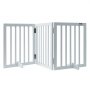 VEVOR Free Standing Dog Gate, 24" H x 60" W Freestanding Pet Gate, 3 Panels Foldable Dog Gate for Wide and Narrow Passageways, Expandable Dog Barrier with Silent Foot Support for Indoor, White