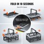 VEVOR portable shopping basket folding in steps, stows in trunk, saves 85% space, folds in 10 seconds.