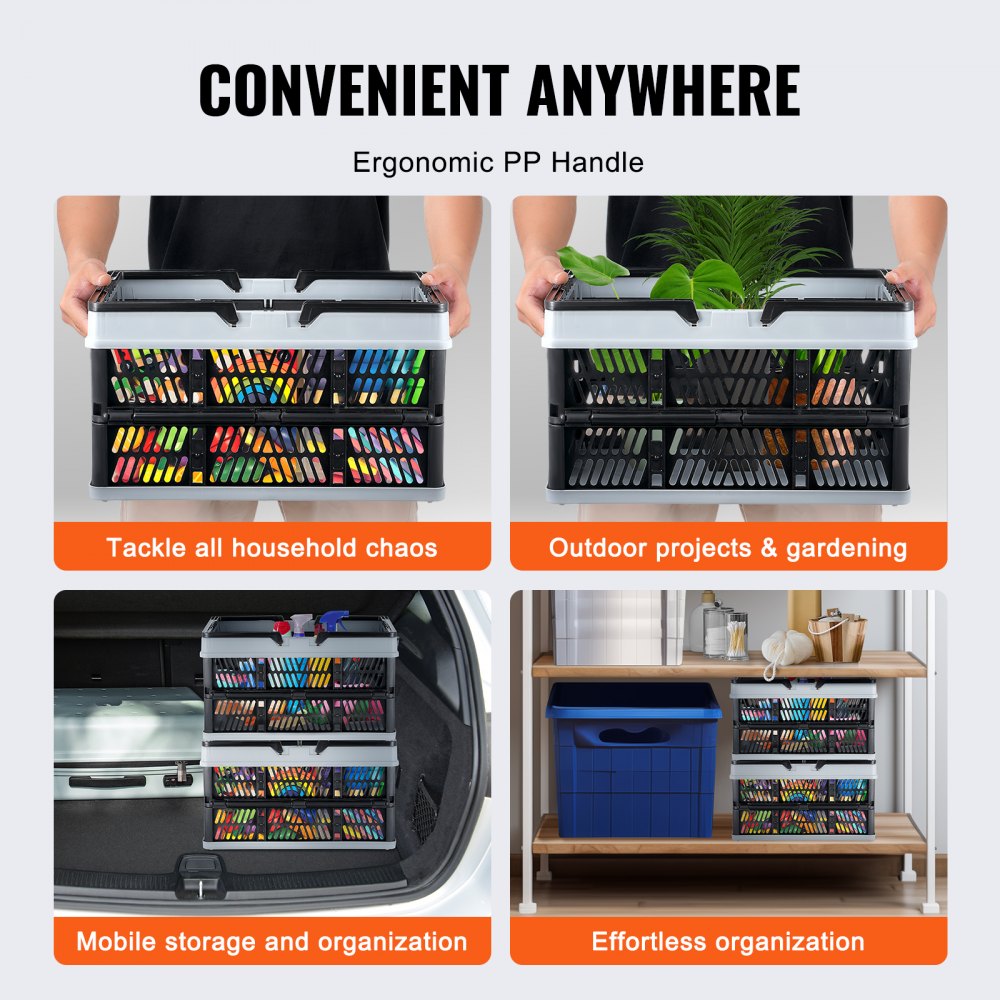 VEVOR Foldable Shopping Basket Portable Grocery Basket 3PCS 25L with Handle