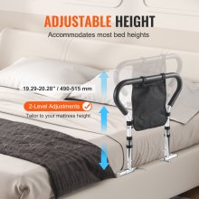 VEVOR Bed Rails for Elderly Adults, 90° Foldable Bed Assist Rails for Seniors, 2-Level Height Adjustable Bed Side Rails Bed Cane with Storage Pocket Fits King Queen Full Twin Bed, 300LBS Loading