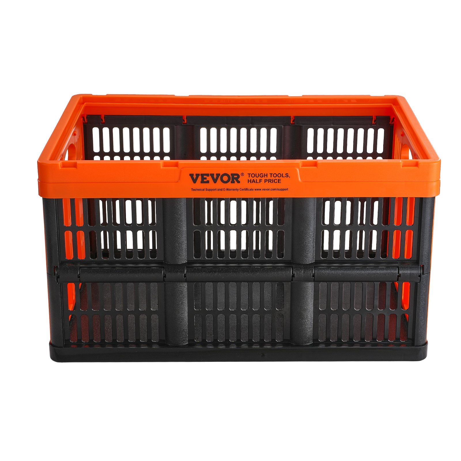 VEVOR Plastic Collapsible Storage Basket, 45L 3 Packs, Folding Stackable Storage Containers/Bins with Handles, Large Heavy Duty Containers for Clothes, Toys, Books, Snack, Shoes and Grocery Organizing