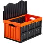 VEVOR Opvouwbare Opbergdozen 45 L 3-pack, Opvouwbare Plastic Opbergdozen, Stapelbare Opvouwbare Manden met Deksel, 20 kg Draagvermogen per Doos, Opvouwbare Krat, Ideaal voor Huishoudelijke Organisatie, Oranje & Zwart
