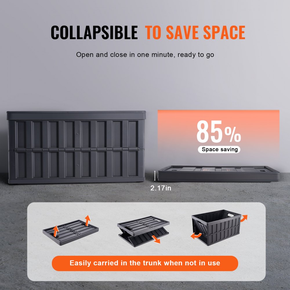 VEVOR Set van 3 65L Professionele Vouwdozen van PP Transportdoos met Deksel Vouwbare Opbergdoos met Handvat Stapelbare Dozen Opbergdoos Vouwdozen Stapelbare Dozen voor Opslag & Transport