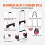 VEVOR steekwagen opvouwbare transportwagen van 80 kg gemaakt van aluminiumlegering en kunststof stapelwagen met verstelbare handgreep 715-930 mm opvouwbare trolley inclusief bindtouw compact formaat voor opslag