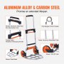 VEVOR Folding Hand Truck, 275 lbs Load Capacity, Aluminum Portable Cart, Convertible Hand Truck and Dolly with Telescoping Handle and PP+TPR Wheels, Ultra Lightweight Super Strong for Moving Warehouse