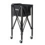 VEVOR Opvouwbare Tennisballenwagen, Tennisballenmand voor 120 tennisballen, Inklapbare ballenwagen met frame van aluminiumlegering en draagtas, Mobiele ballenmand met wielen voor trainingsdoeleinden en opslag, Zwart
