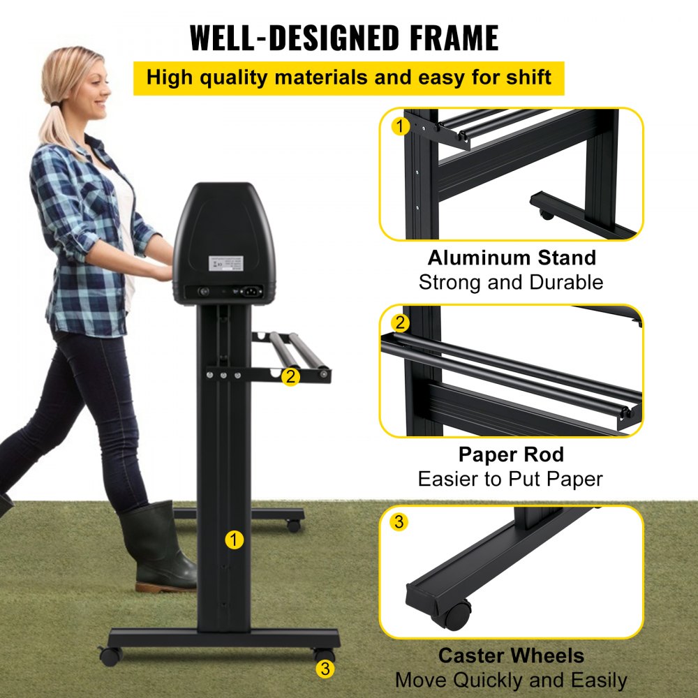 VEVOR Vinyl Snijplotter, 53" Snijplotter Machine, LCD Display Vinyl Cutter Plotter, Drie Verstelbare Knijprollen Vinylsnijder, Slogan Snijplotter met SignCut en SignMaster Software voor Design en Cut