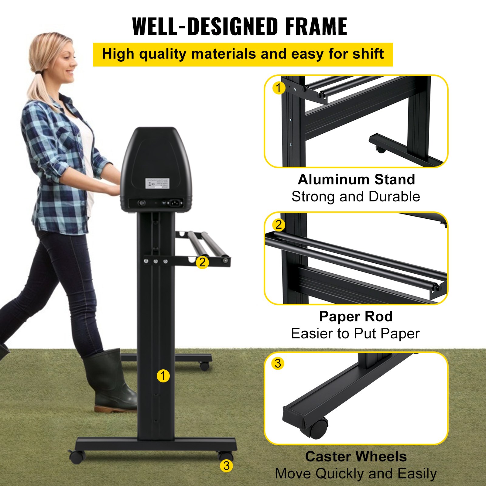 VEVOR Vinyl Snijplotter, 53" Snijplotter Machine, LCD Display Vinyl Cutter Plotter, Drie Verstelbare Knijprollen Vinylsnijder, Slogan Snijplotter met SignCut en SignMaster Software voor Design en Cut