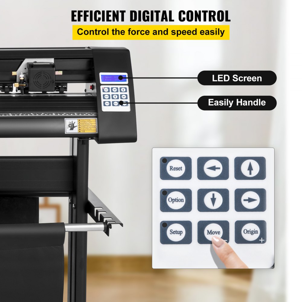 VEVOR Vinyl Snijplotter,1350mm Snijplotter Machine, LED Vinyl Cutter Plotter, Semi-automatisch Ingebouwd Optisch Oog Lasergeleiding, Compatibel met Signcut-software voor Mac & Windows met Standaard