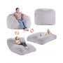 VEVOR Bean Bag Bed Convertible Bean Bag Chair to Mattress, Bed Chair (1118 x 1118 x 686 mm) met wasbare hoes voor volwassenen, gevuld met zacht pluche, grijs (volledige maat)