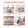 VEVOR Bean Bag Bed Convertible Chair van zitzak tot matras, bedstoel (1220 x 1220 x 762 mm) met wasbare hoes voor volwassenen, gevuld met zacht pluche, grijs (Queen Size)
