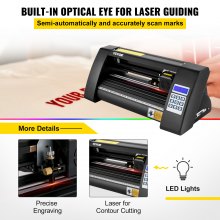 VEVOR Vinyl Snijplotter 375mm Snijplotter Vinylsnijder Led Desktop Vinyl Cutter Semi-automatisch Ingebouwd Optisch Oog Lasergeleiding Compatibel