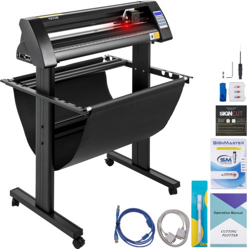 VEVOR Vinyl Snijplotter, 870mm Snijplotter Machine, LED Vinyl Cutter Plotter, Semi-automatisch Ingebouwd Optisch Oog voor Lasergeleiding, Compatibel met SignCut-software voor Mac Windows met Standaard