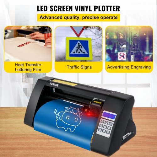 VEVOR Vinyl Snijplotter, 375 mm Snijplotter Machine, LED Desktop Vinyl Cutter Plotter, Semi-automatisch Ingebouwd Optisch Oog Lasergeleiding, Compatibel met Signmaster-software voor Windows-systeem