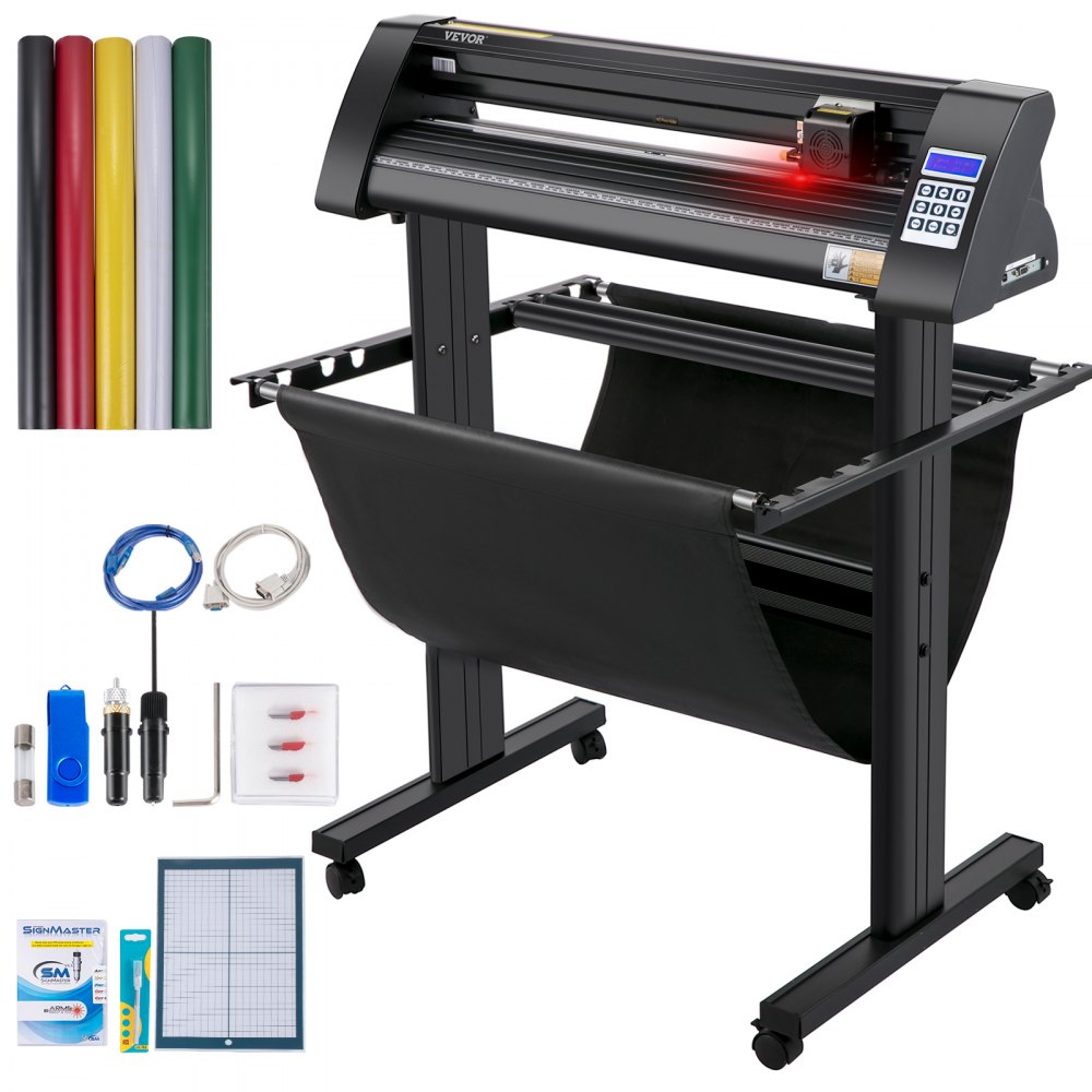 VEVOR Vinyl Snijplotter, 720mm Snijplotter Machine, LEDscherm Vinyl Cutter Plotter, Semi-automatisch Ingebouwd Optisch Oog Lasergeleiding, Compatibel met SignMaster-software voor Windows met Standaard